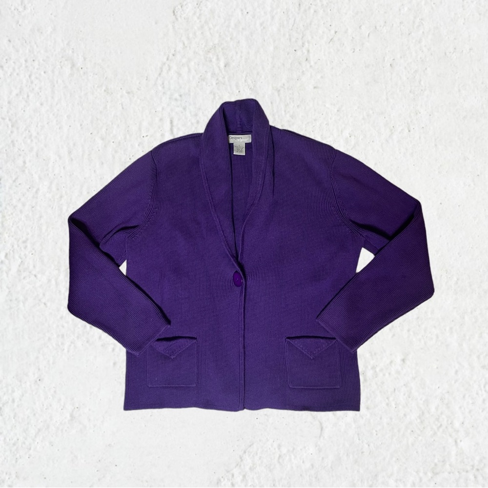 Designers Originals sweater womens Large long sleeve purple Cardigan Vintage